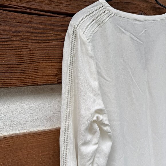 JOHNSTON & MURPHY Women’s Bell Sleeves Top Cream, Crepe, Sz Small S 45-1544 NWT - Picture 15 of 16